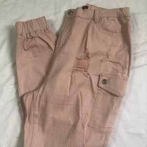 Pink Distressed Cargo Pantsc